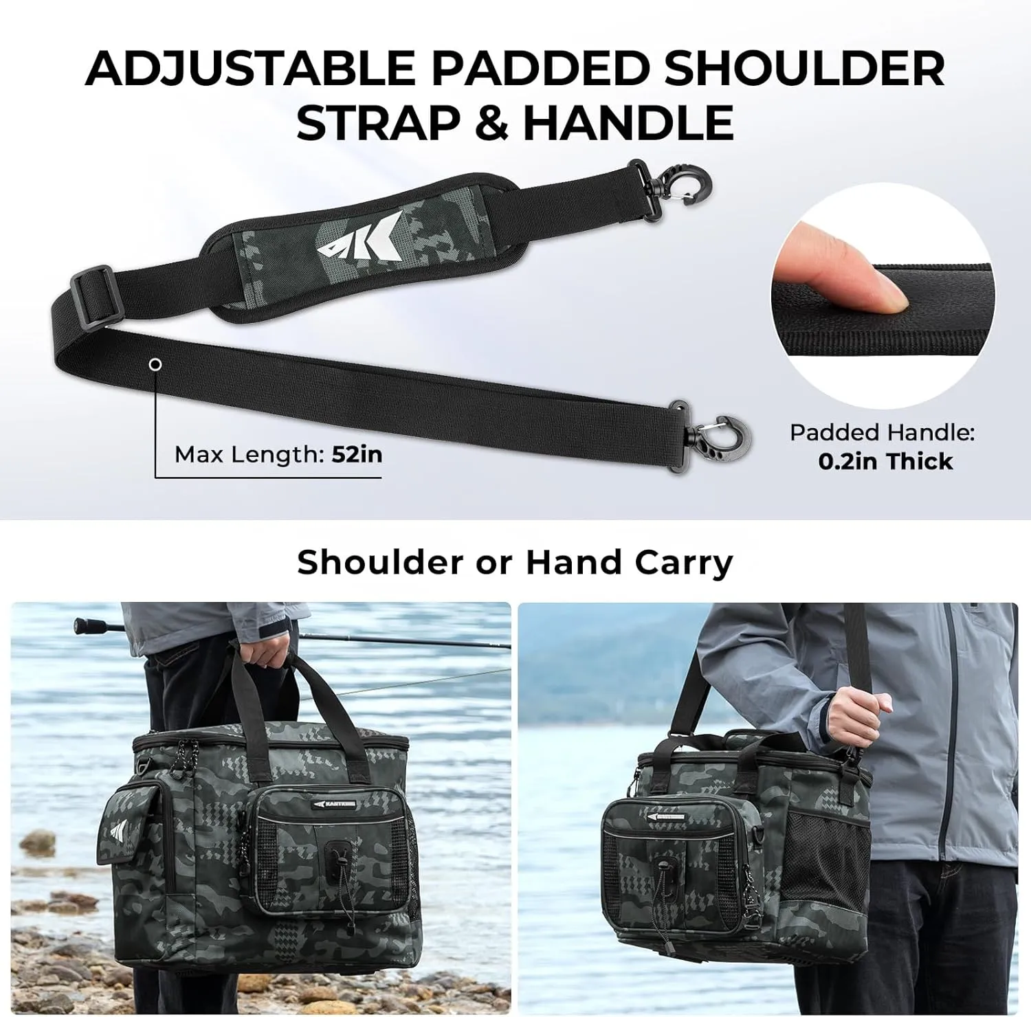 KastKing BaitSpace Fishing Tackle Bag With 4 Tackle Boxes & Removable Bait Binder, Water-Resistant Tackle Storage, Durable Fishing Gear, Adjustable Shoulder Strap