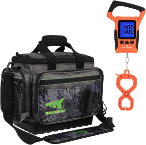 KastKing Fishing Gear & Tackle Bags - Saltwater Resistant Fishing Bags(Blackout-Medium) & WideView Floating Waterproof Fishing Digital Scale