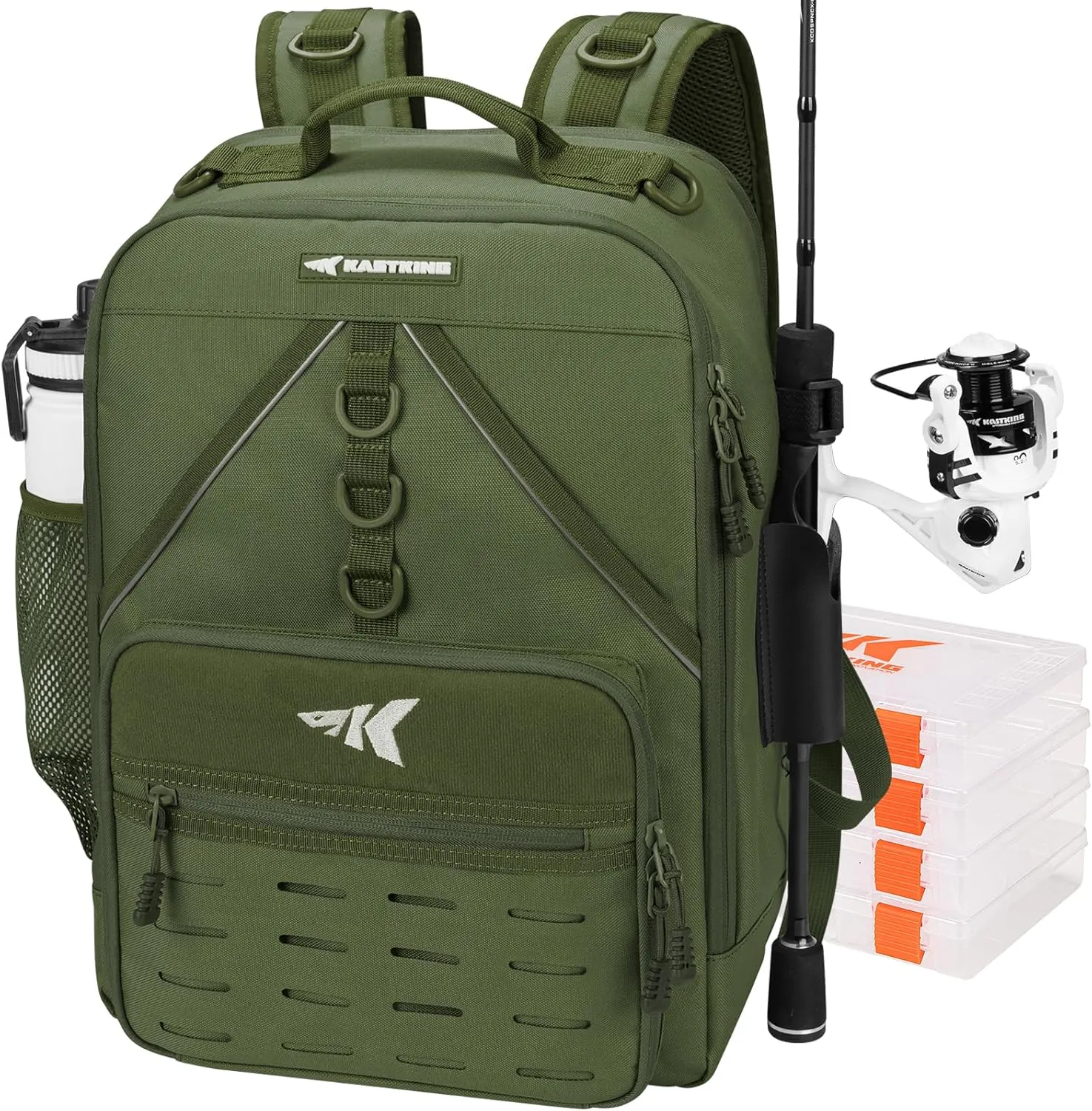 KastKing Karryall Medium Fishing Tackle Daily Backpack, Large Storage Water-resistant Fishing Bag Store Gear and Equipment