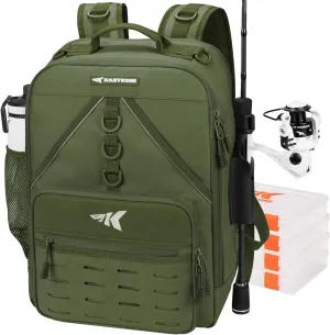 KastKing Karryall Medium Fishing Tackle Daily Backpack, Large Storage Water-resistant Fishing Bag Store Gear and Equipment