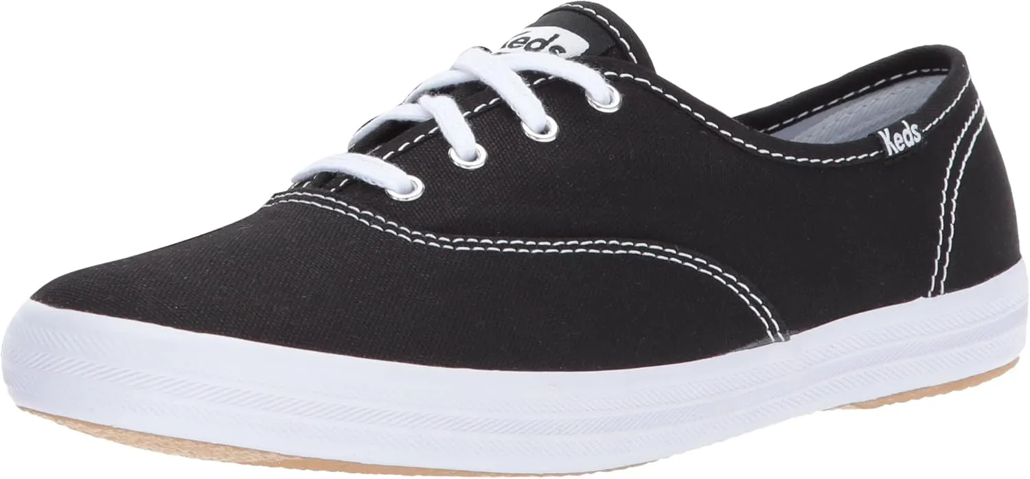 Keds Womens Champion Originals Lace Up Sneakers Shoes Casual, Size 7 M US, Black White Canvas