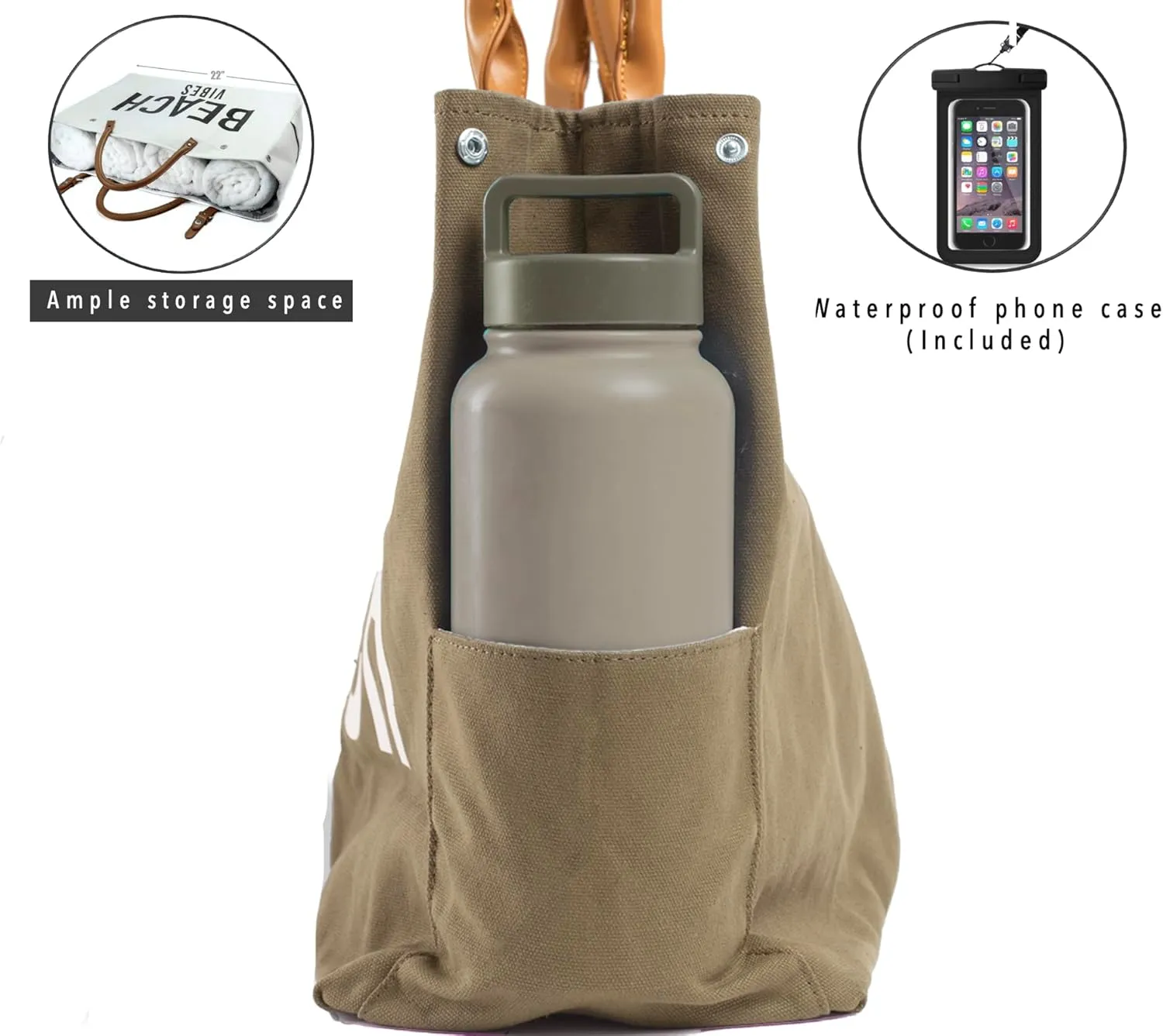 Keho Waterproof Beach Bag with Pockets For Women (Sandproof)