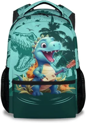 Kids Backpack School Bookbags, Dinosaur Backpack for Girls Boys, 17 Inch School Backpacks for Primary Elementary, Cute Bookbag with Adjustable Straps, Green