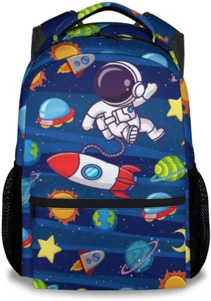 Kids Backpack School Bookbags, Planet Backpack for Boys, 17 Inch School Backpacks for Primary Elementary, Funny Bookbag with Adjustable Straps, Blue