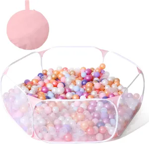 Kids Ball Pit Large Pop Up Children Ball Play Tent for Toddlers Girls Boys for Indoor Outdoor Baby Playpen with Carry Tote, Balls Not Included (Pink)…