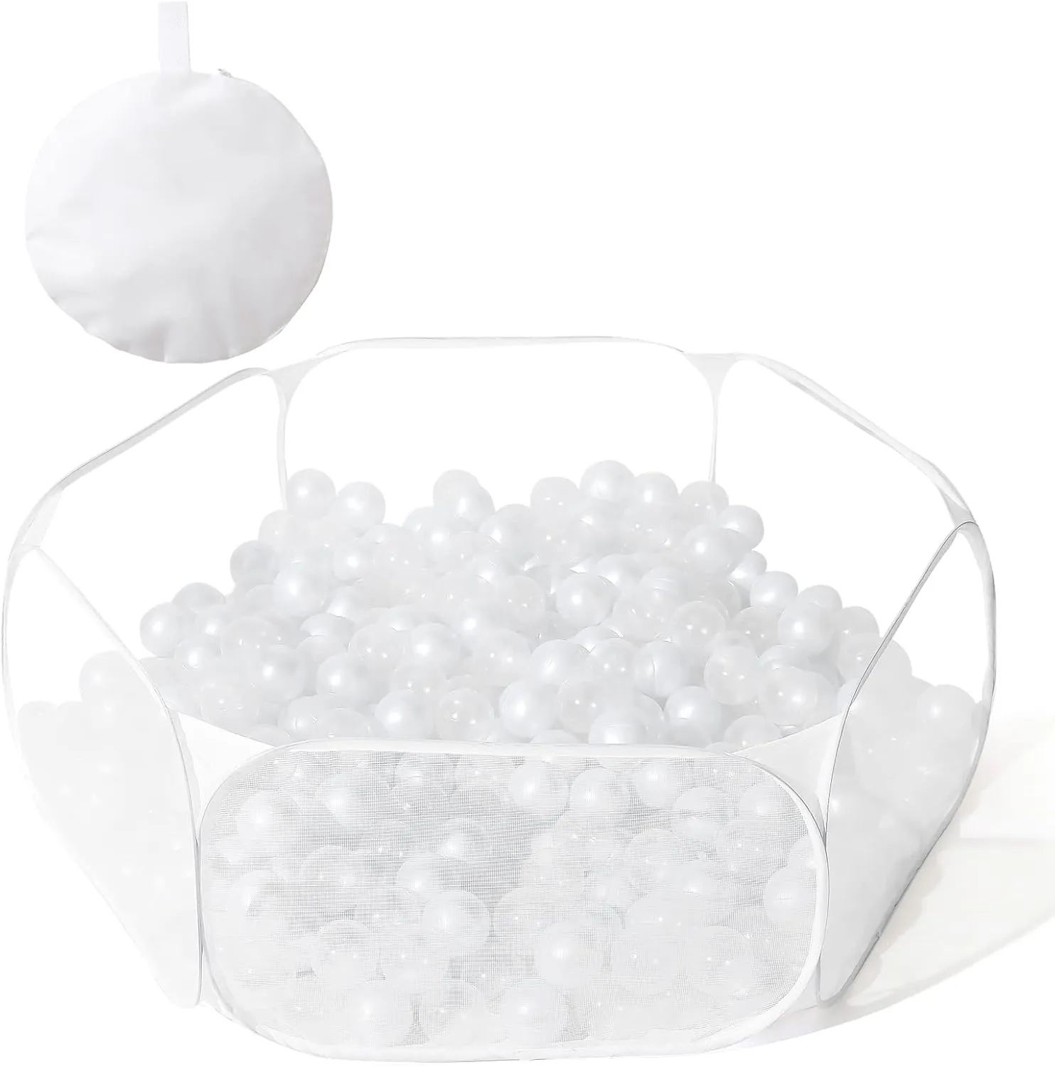 Kids Ball Pit Large Pop Up Children Ball Play Tent for Toddlers Girls Boys for Indoor Outdoor Baby Playpen with Carry Tote, Balls Not Included (White)…