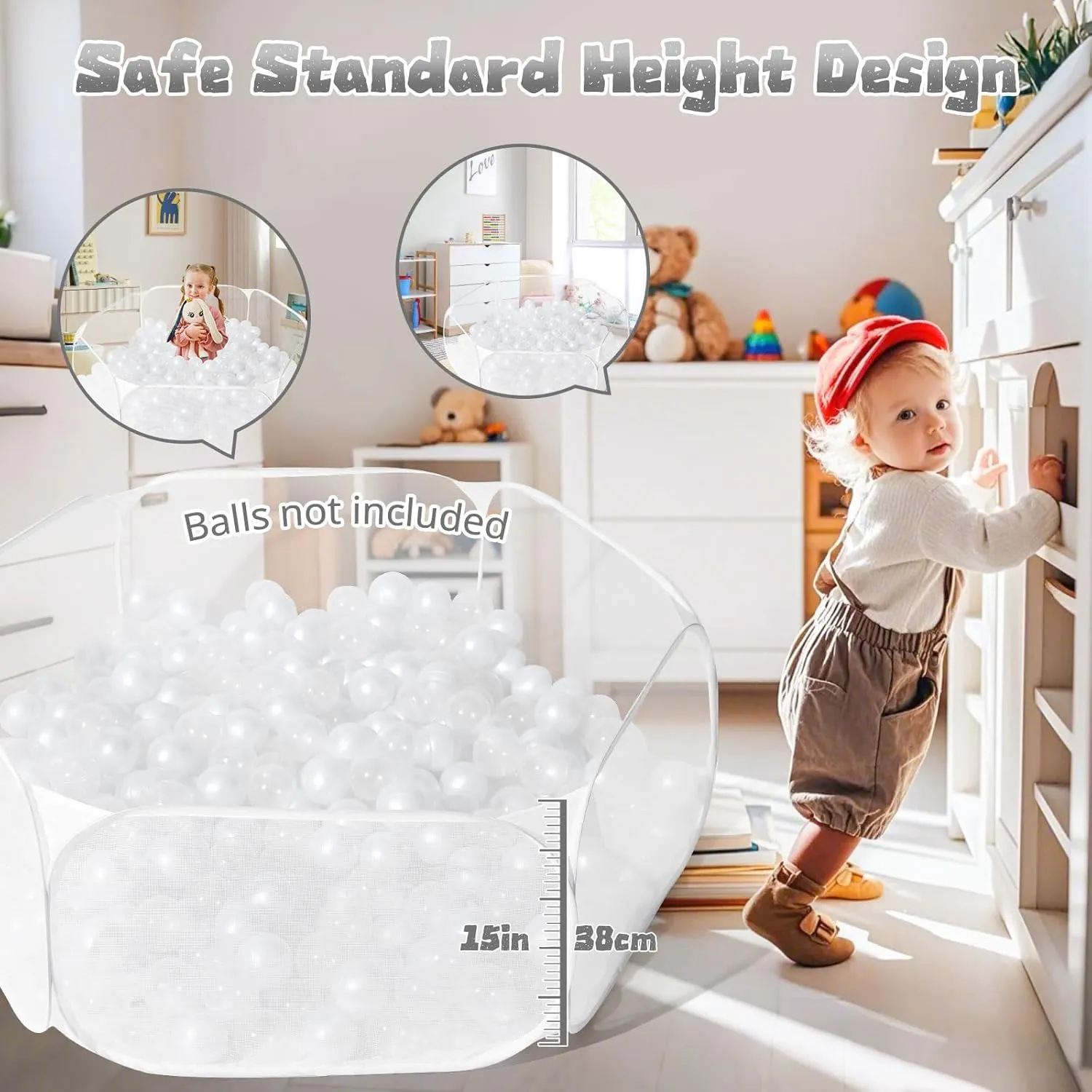 Kids Ball Pit Large Pop Up Children Ball Play Tent for Toddlers Girls Boys for Indoor Outdoor Baby Playpen with Carry Tote, Balls Not Included (White)…