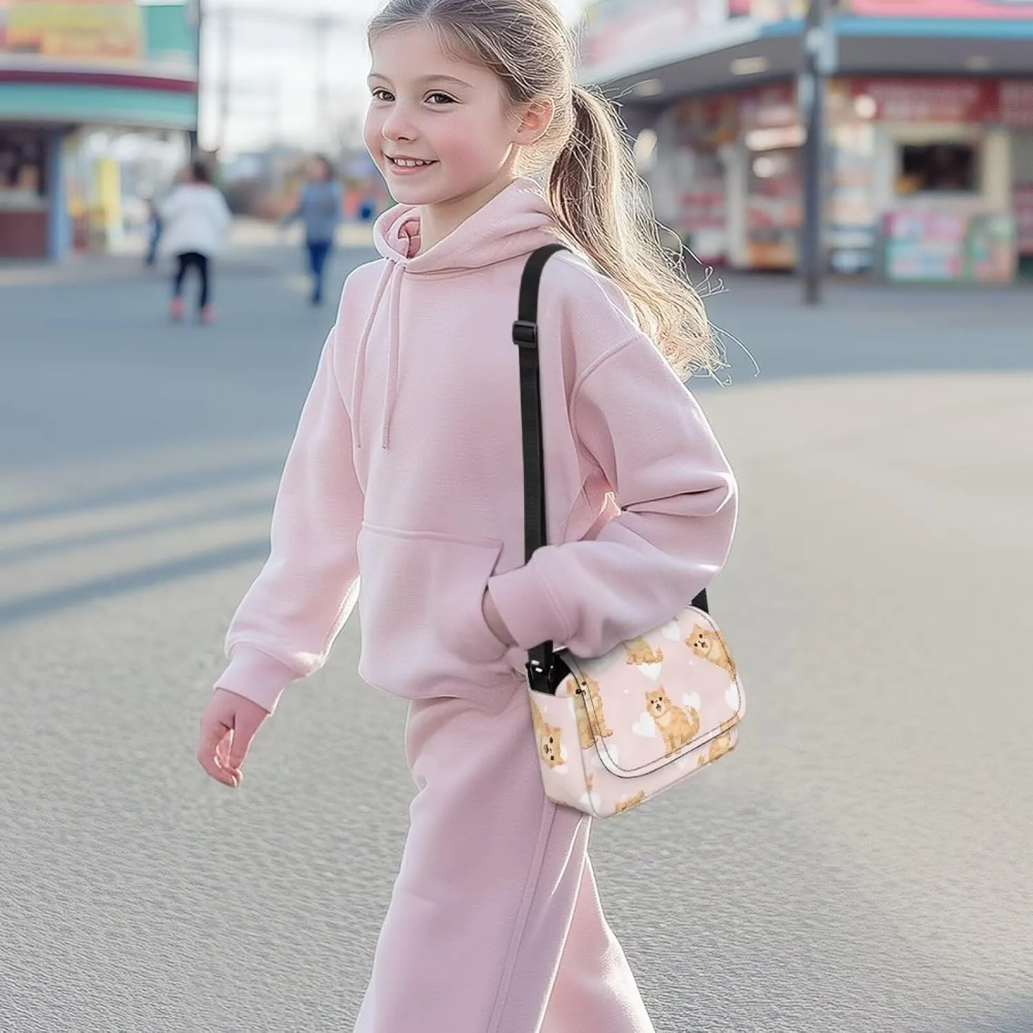 Kids Flap Crossbody Bag with Zipper Closure for School Travel