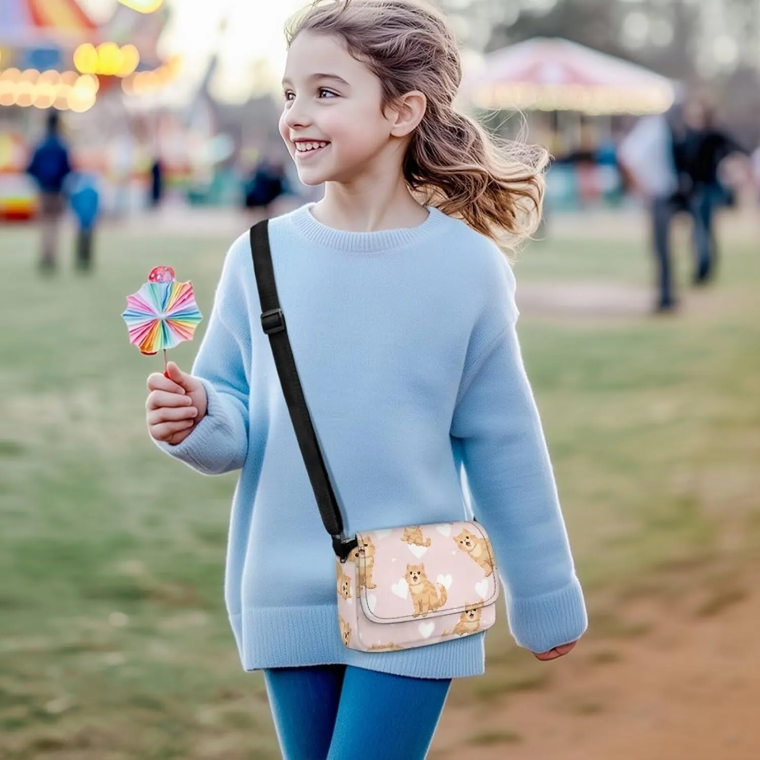 Kids Flap Crossbody Bag with Zipper Closure for School Travel