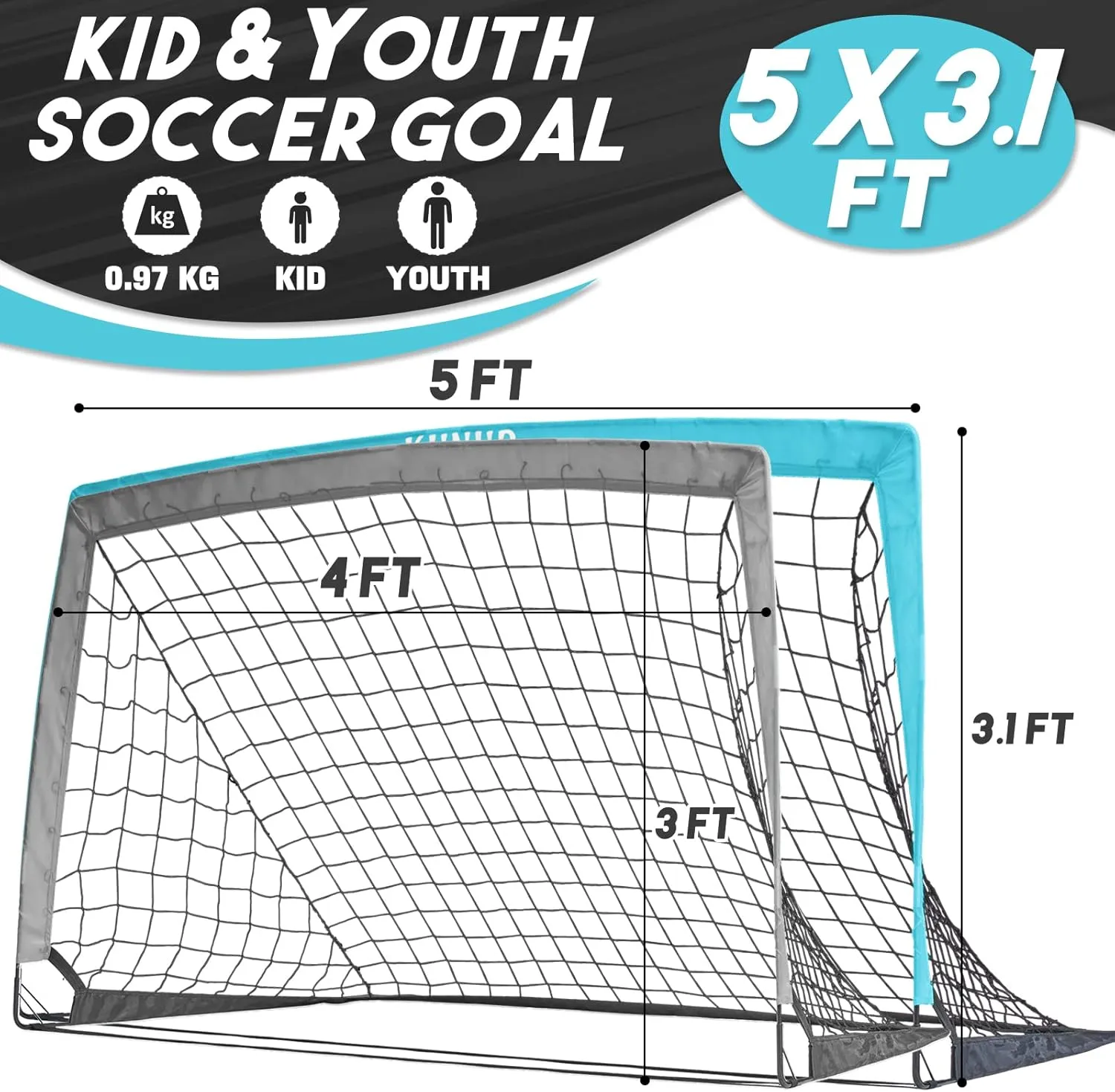 Kids Soccer Goal for Backyard, 5×3, 6×4, 9×5FT Easy Foldable Soccer Practice Net with Portable Carrying Bag for Toddler Youth Adult Soccer Training Equipment Outdoor Sports Game