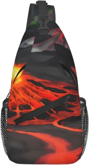 Kilauea Volcanos Print Cross Chest Bag Diagonally Crossbody Shoulder Casual Fashion Travel Bag,Hiking Daypack
