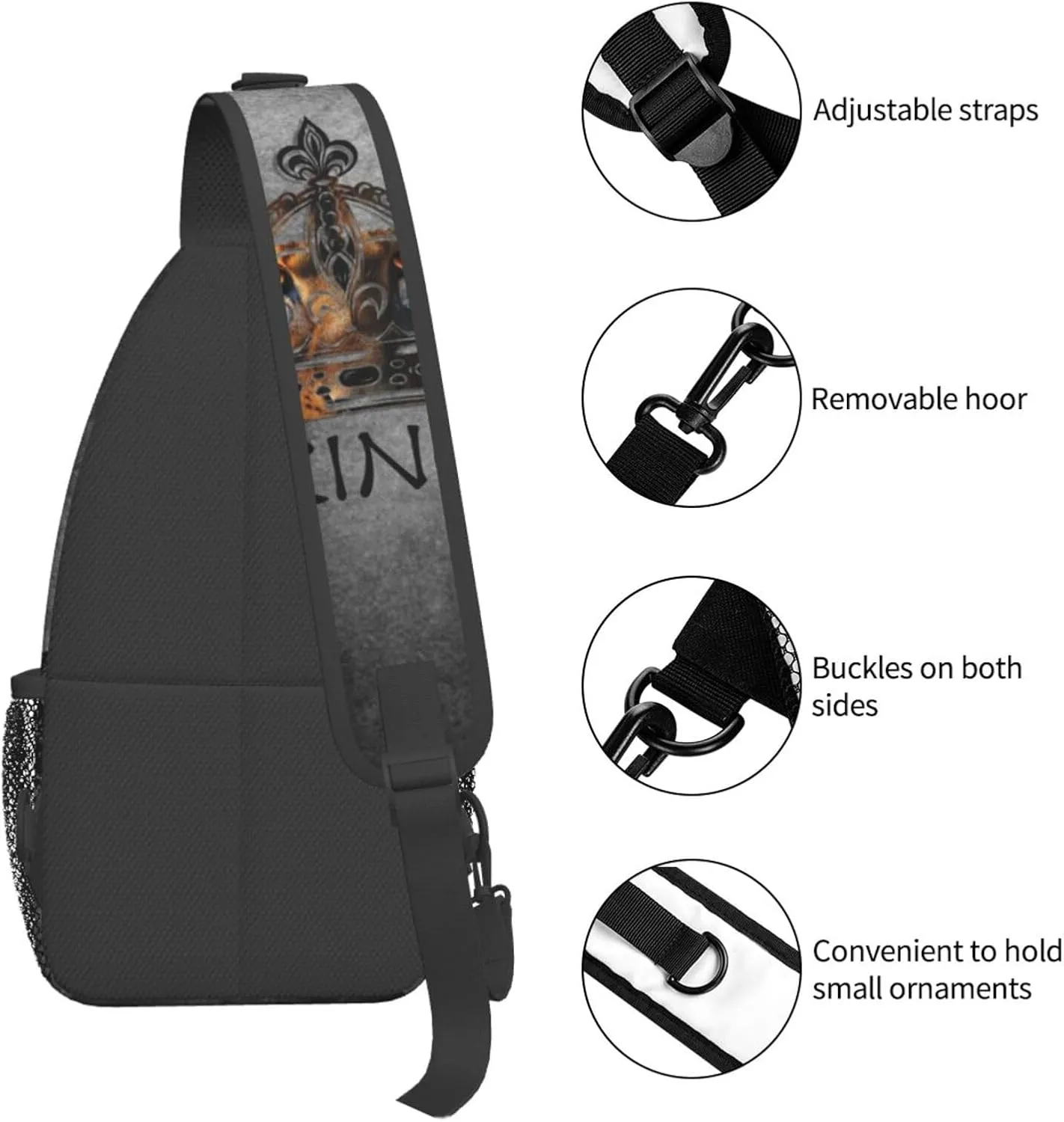 King Shoulder Bag Cool Sling Backpack Daypack Casual Bag Mens Backpack Bag for Outdoor