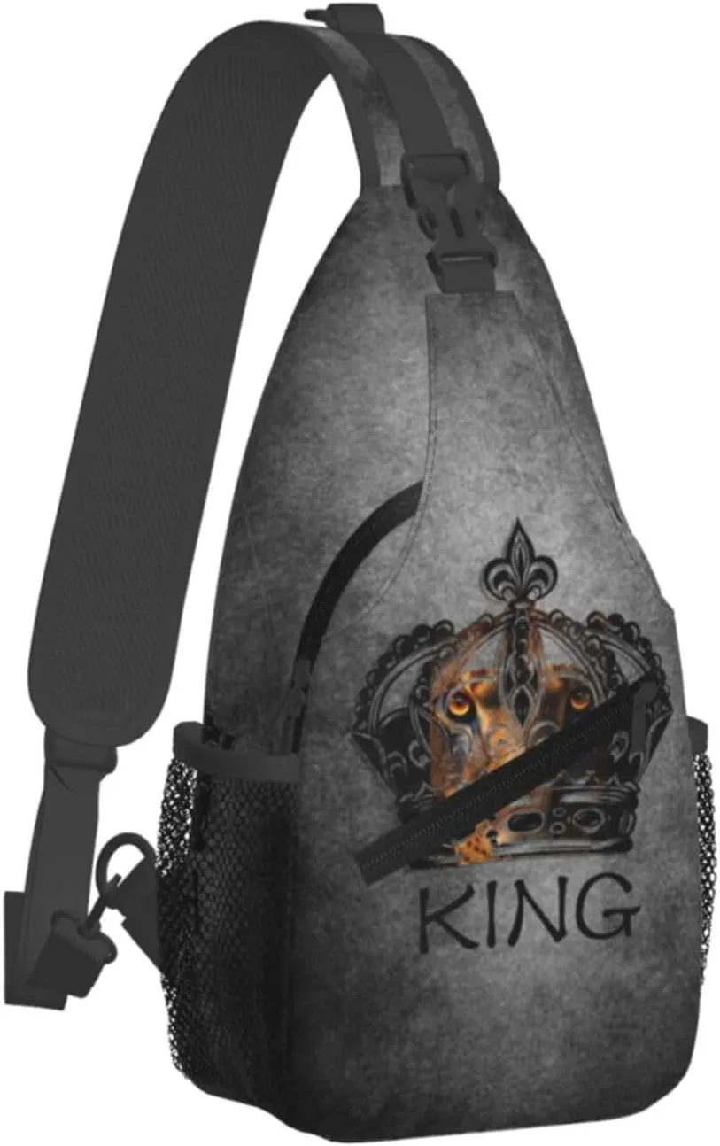 King Shoulder Bag Cool Sling Backpack Daypack Casual Bag Mens Backpack Bag for Outdoor