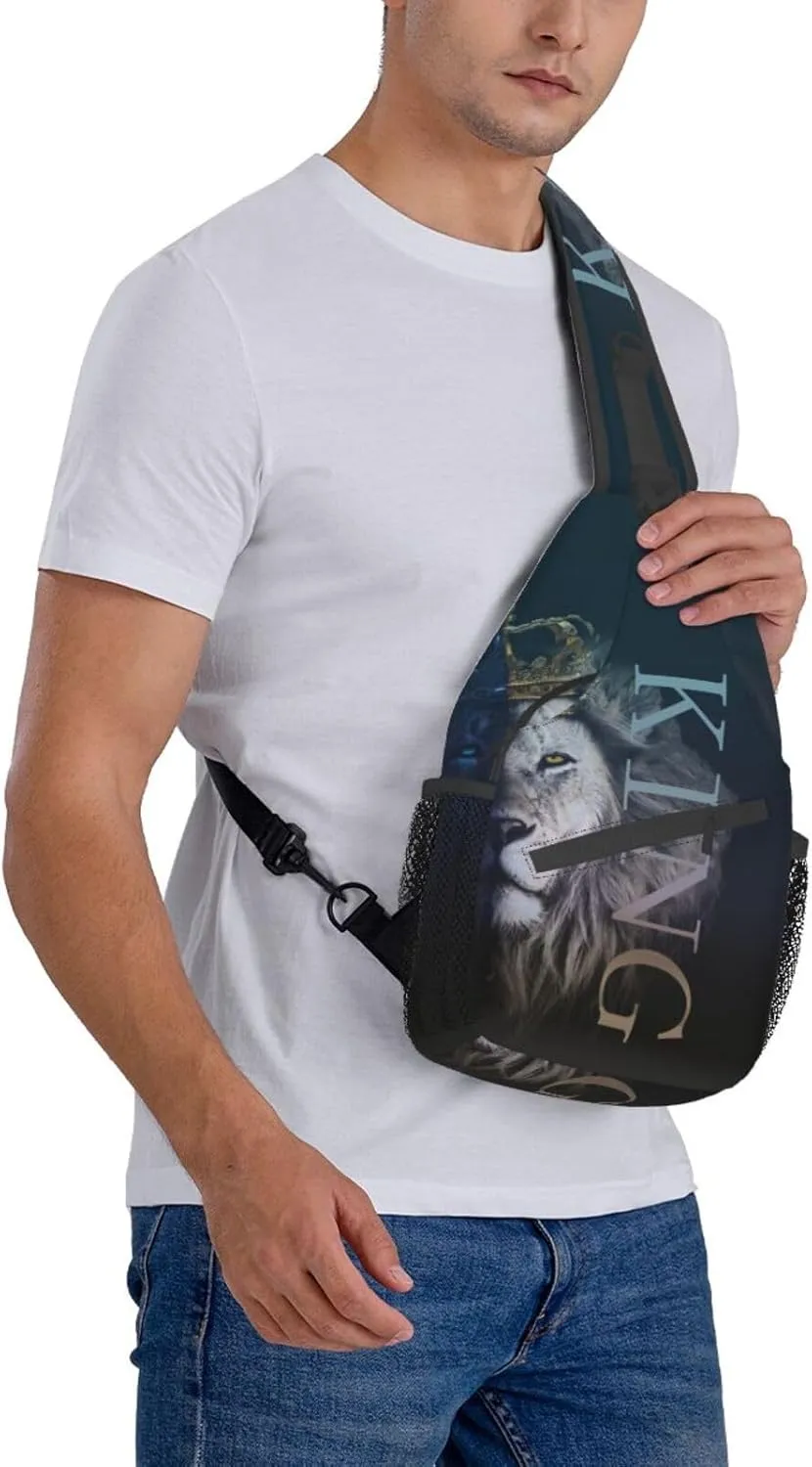 King Shoulder Bag Lion Sling Backpack Daypack Casual Backpack Hiking Bag Men Backpack Bag