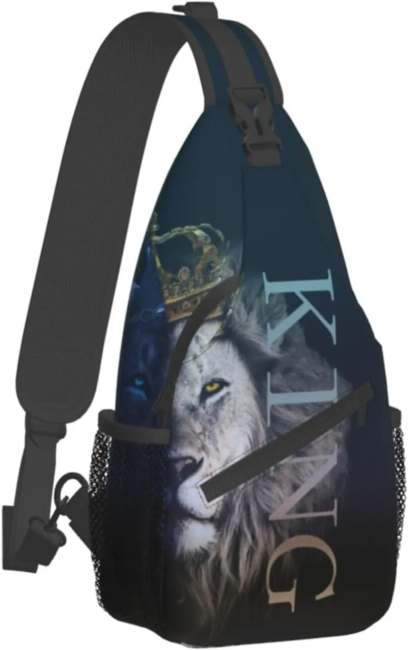 King Shoulder Bag Lion Sling Backpack Daypack Casual Backpack Hiking Bag Men Backpack Bag