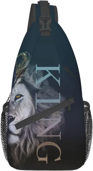 King Shoulder Bag Lion Sling Backpack Daypack Casual Backpack Hiking Bag Men Backpack Bag