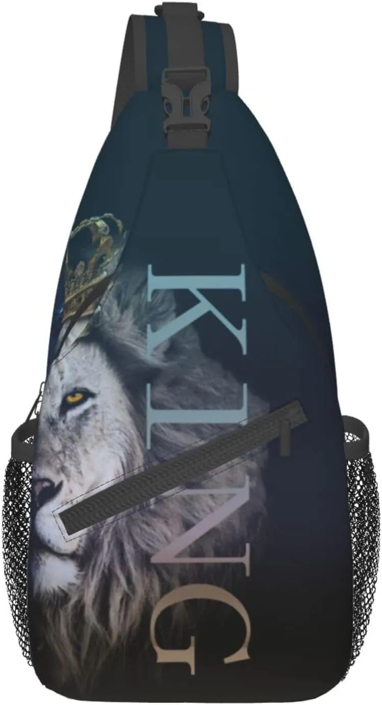 King Shoulder Bag Lion Sling Backpack Daypack Casual Backpack Hiking Bag Men Backpack Bag