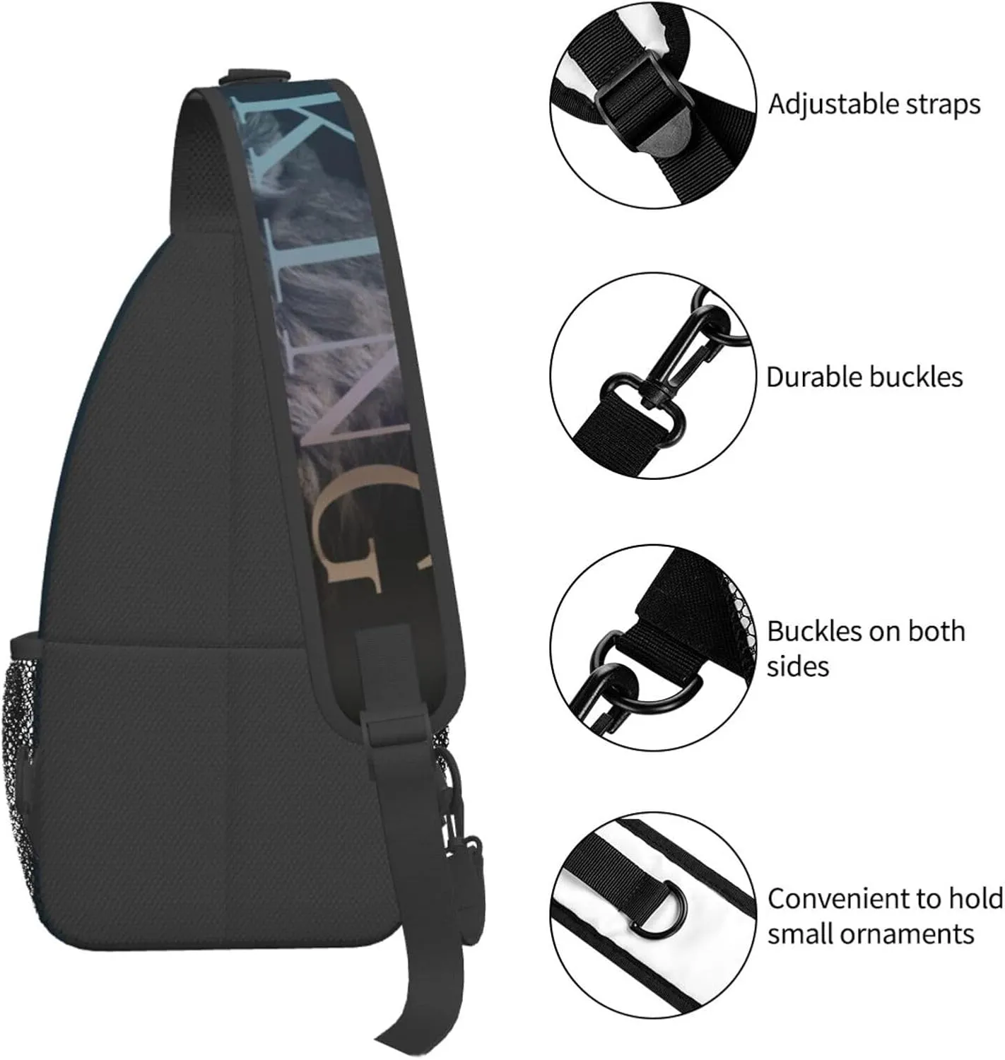 King Shoulder Bag Lion Sling Backpack Daypack Casual Backpack Hiking Bag Men Backpack Bag