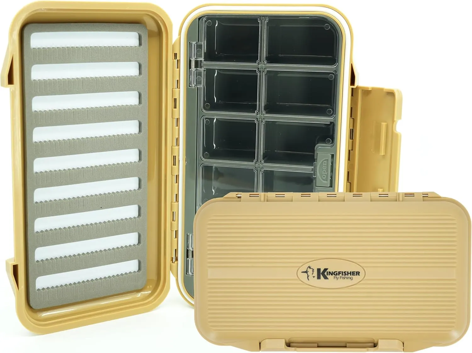 Kingfisher Large Waterproof 12 Compartment and Foam Fly Fishing Box