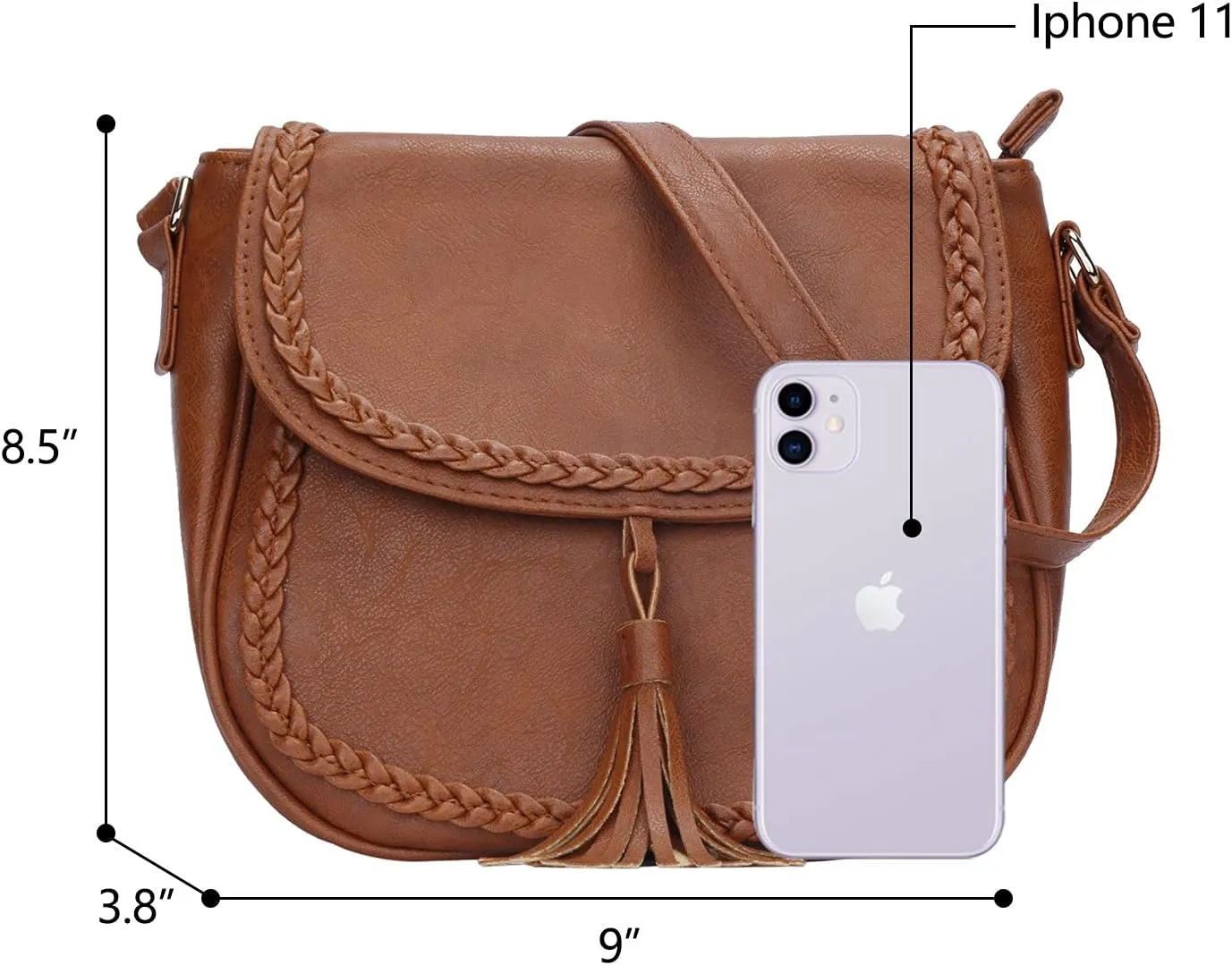 KKXIU Casual Flap Saddle Crossbody Bags for Women Purses and Handbags with Tassel