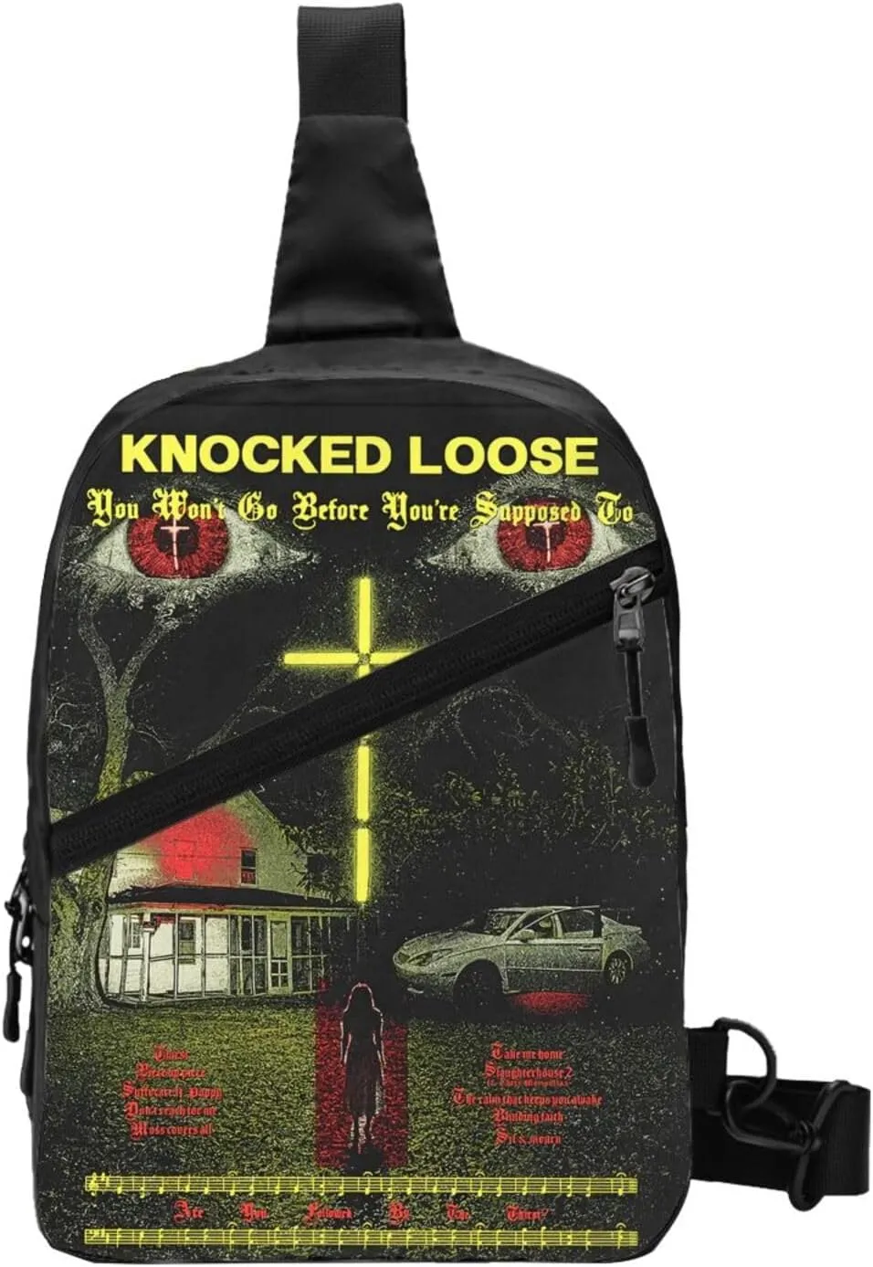 Knocked Music Loose Foldable Crossbody Sling Bags Shoulder Chest Backpack Lightweight Handbag for Cycling Hiking