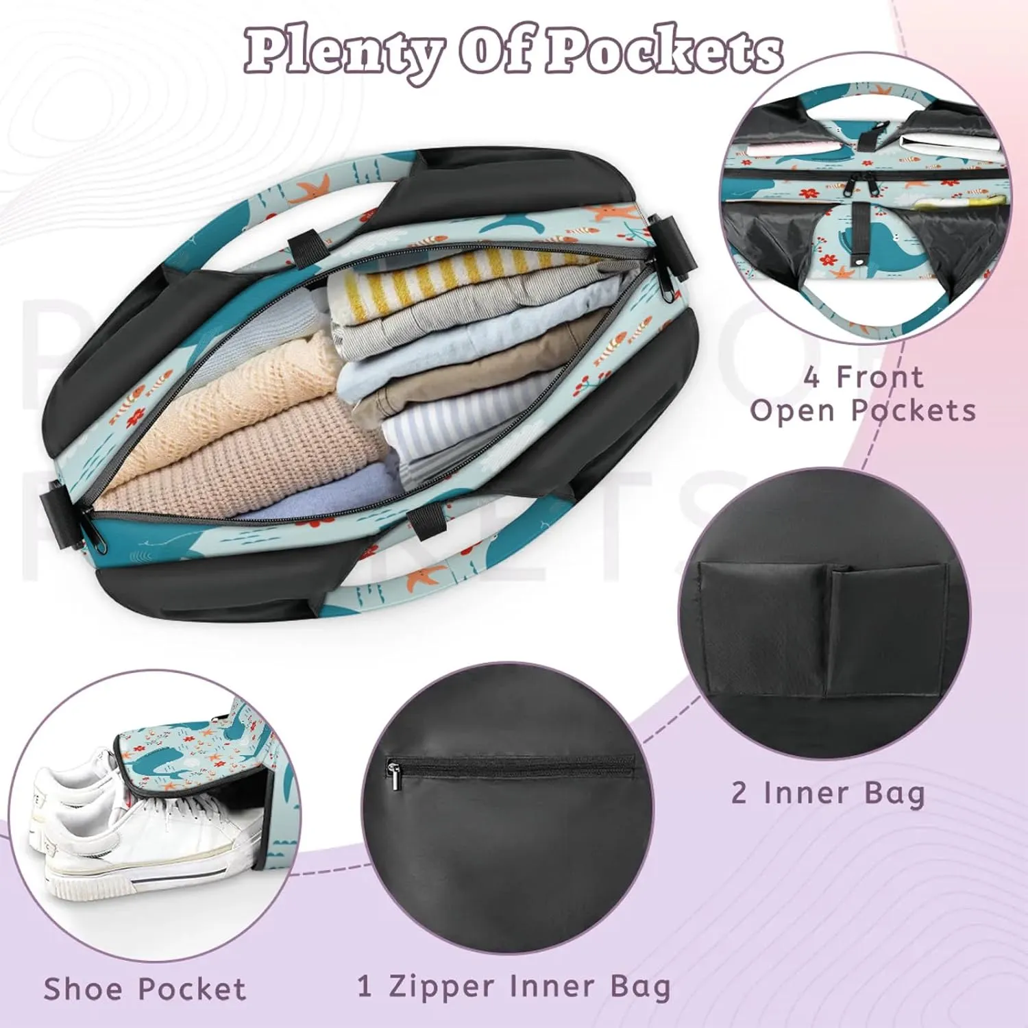 KOBLEN Yoga Gym Bags for Women Duffel Bag with Shoe Compartment and Yoga Mat Portable Weekender Bags for Pilates Travel Offices Workout Beach