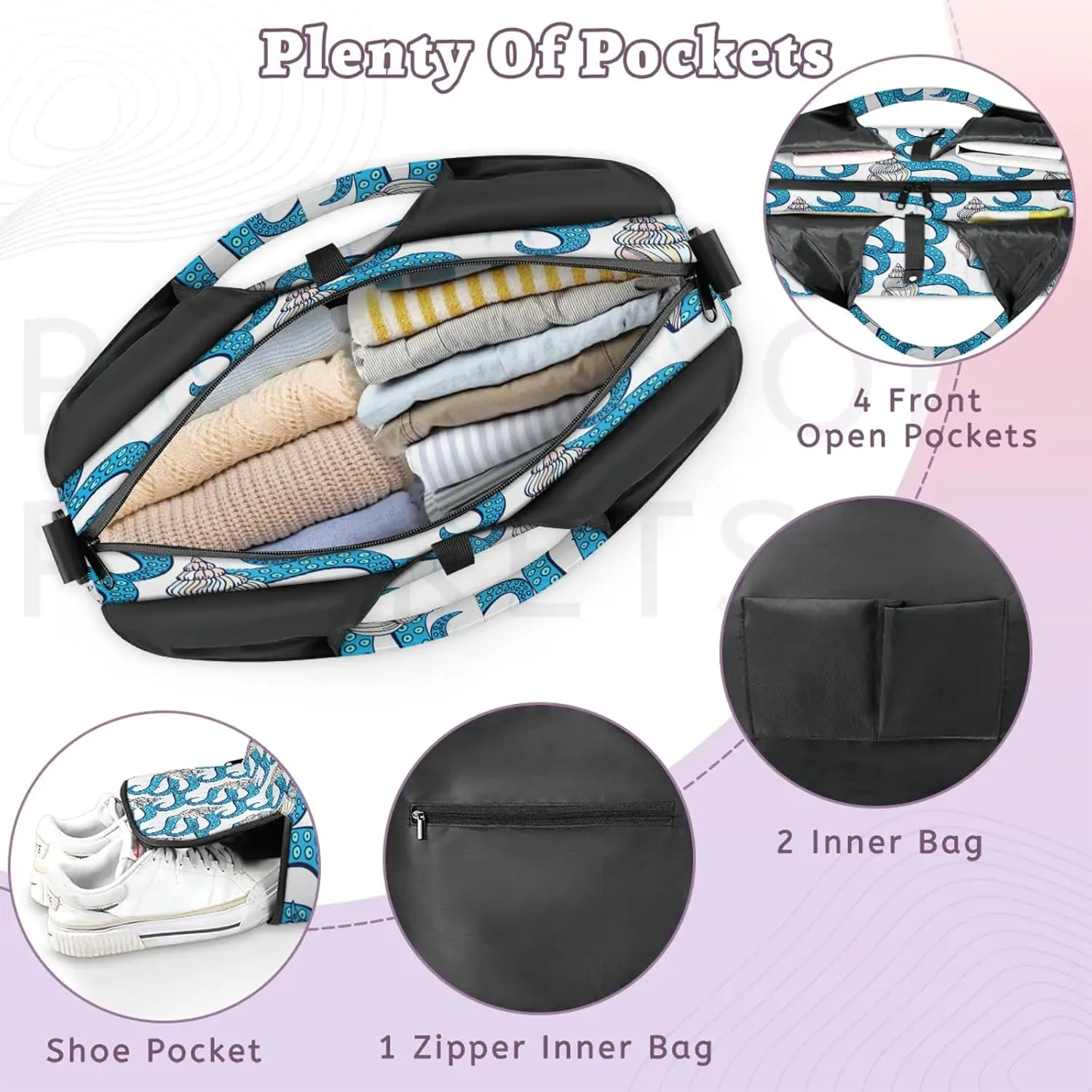 KOBLEN Yoga Gym Bags for Women Duffel Bag with Shoe Compartment and Yoga Mat Portable Weekender Bags for Pilates Travel Offices Workout Beach