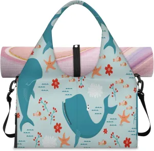 KOBLEN Yoga Gym Bags for Women Duffel Bag with Shoe Compartment and Yoga Mat Portable Weekender Bags for Pilates Travel Offices Workout Beach