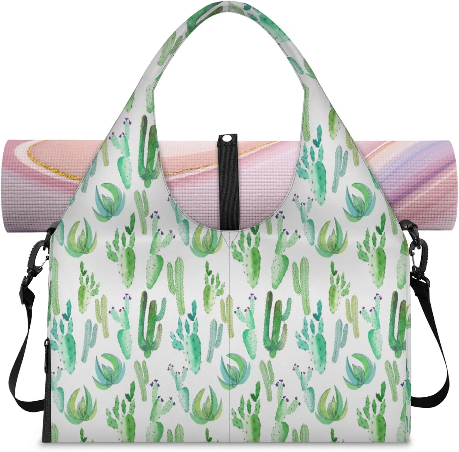 KOBLEN Yoga Gym Bags for Women Duffel Bag with Shoe Compartment and Yoga Mat Portable Weekender Bags for Pilates Travel Offices Workout Beach