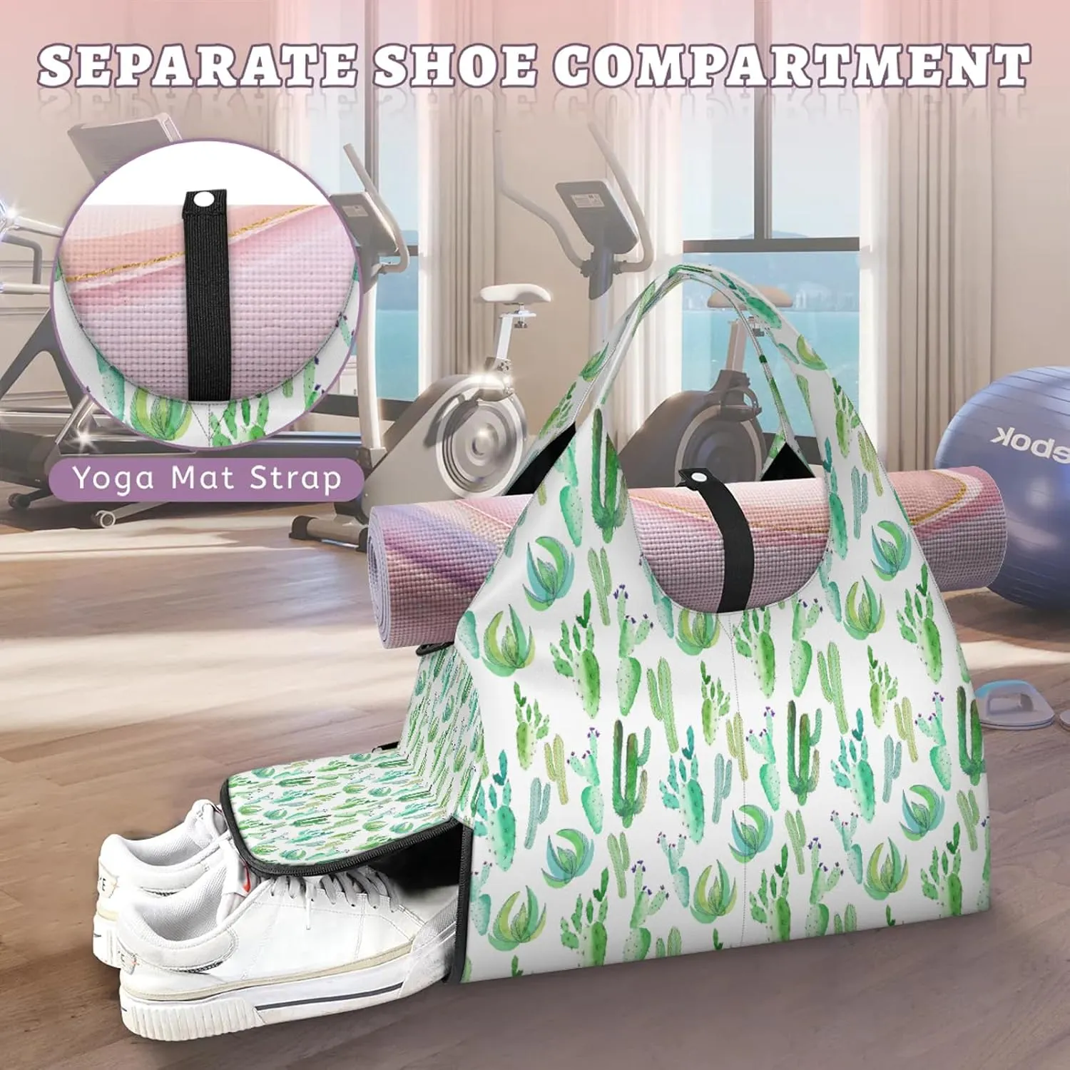KOBLEN Yoga Gym Bags for Women Duffel Bag with Shoe Compartment and Yoga Mat Portable Weekender Bags for Pilates Travel Offices Workout Beach