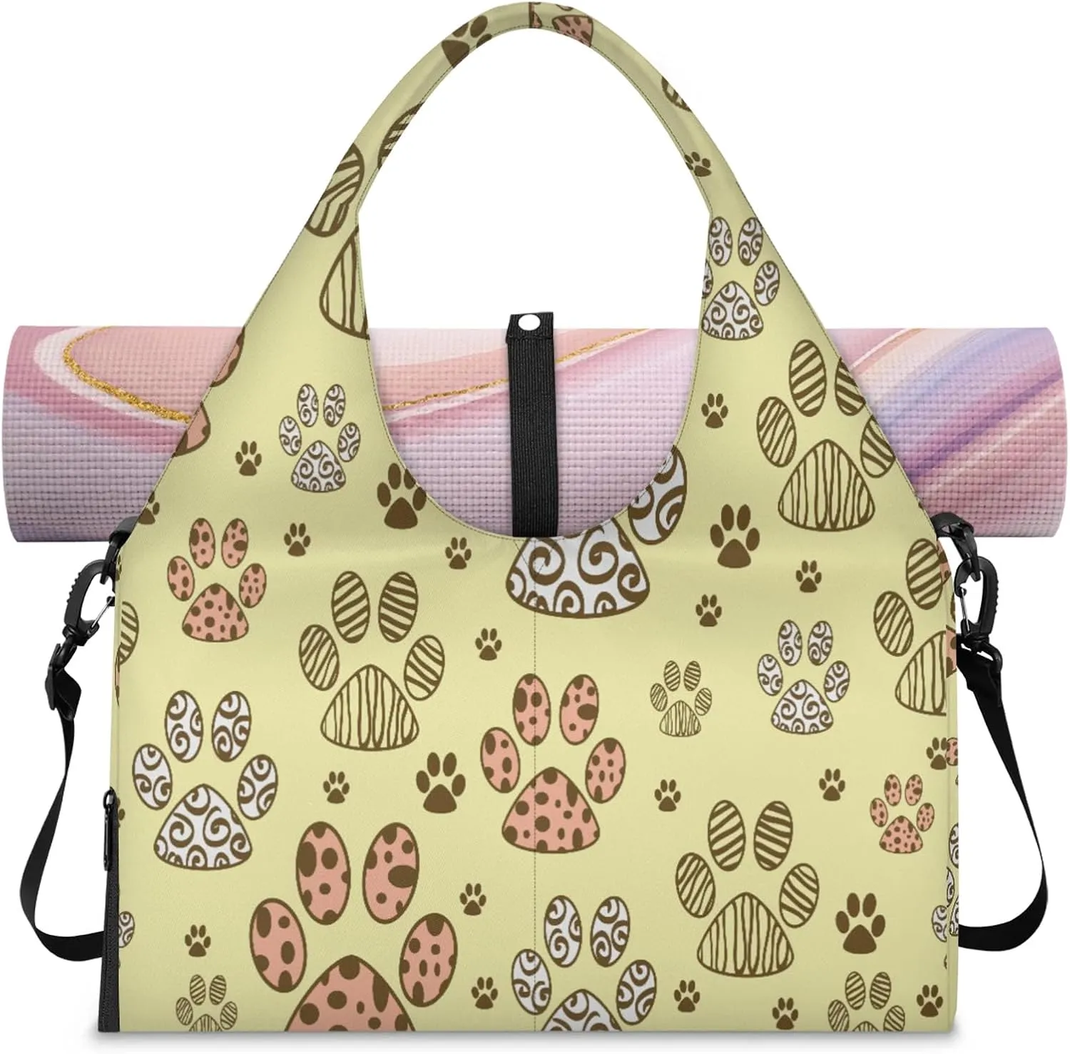 KOBLEN Yoga Gym Bags for Women Duffel Bag with Shoe Compartment and Yoga Mat Portable Weekender Bags for Pilates Travel Offices Workout Beach