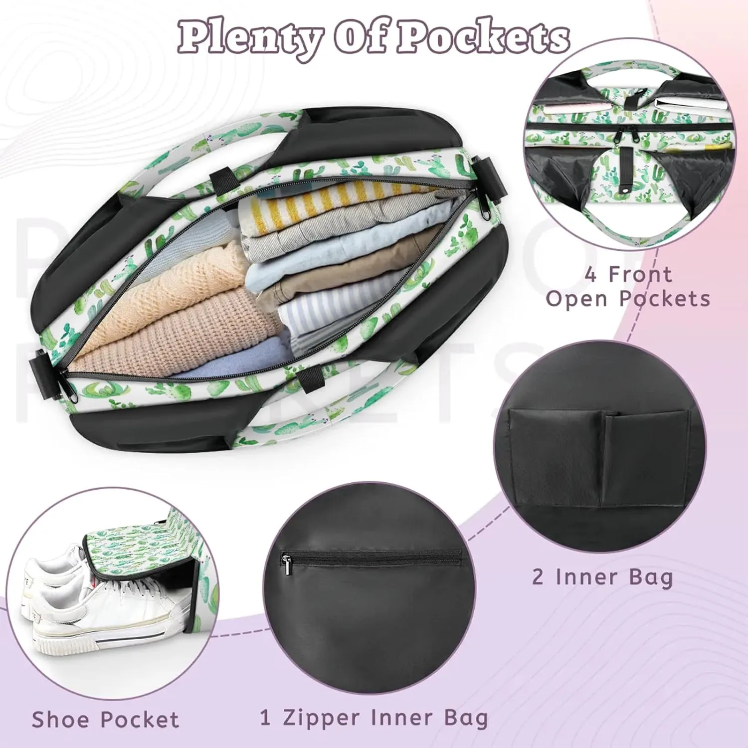 KOBLEN Yoga Gym Bags for Women Duffel Bag with Shoe Compartment and Yoga Mat Portable Weekender Bags for Pilates Travel Offices Workout Beach