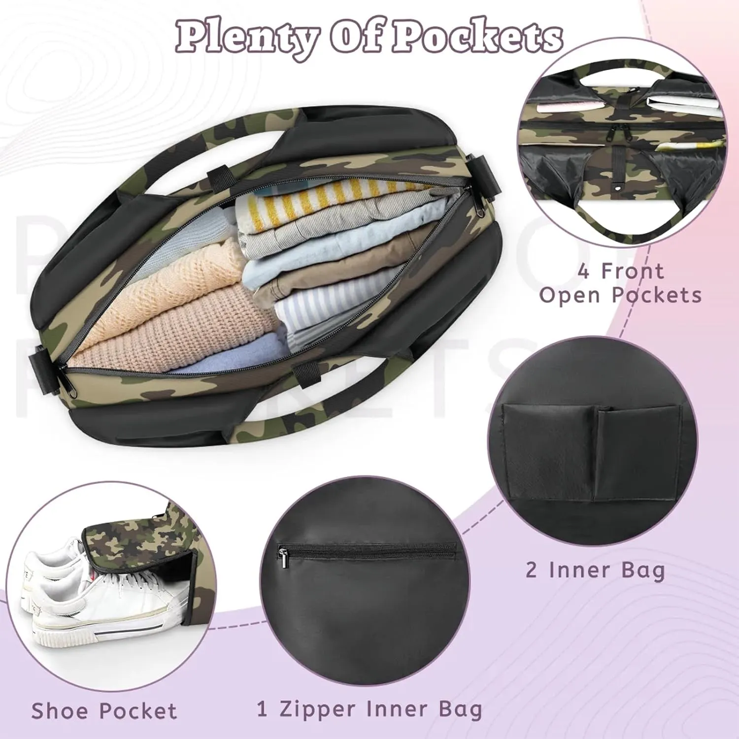 KOBLEN Yoga Gym Bags for Women Duffel Bag with Shoe Compartment and Yoga Mat Portable Weekender Bags for Pilates Travel