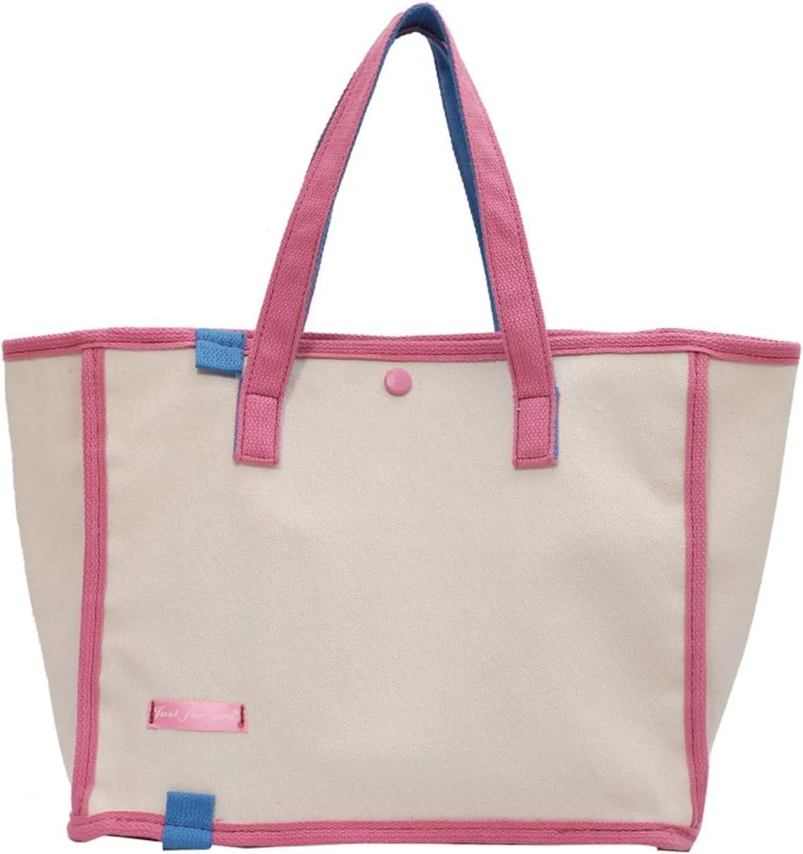 Korean version women's canvas handbag, women's casual and artistic contrasting canvas shopping bag, shoulder bag