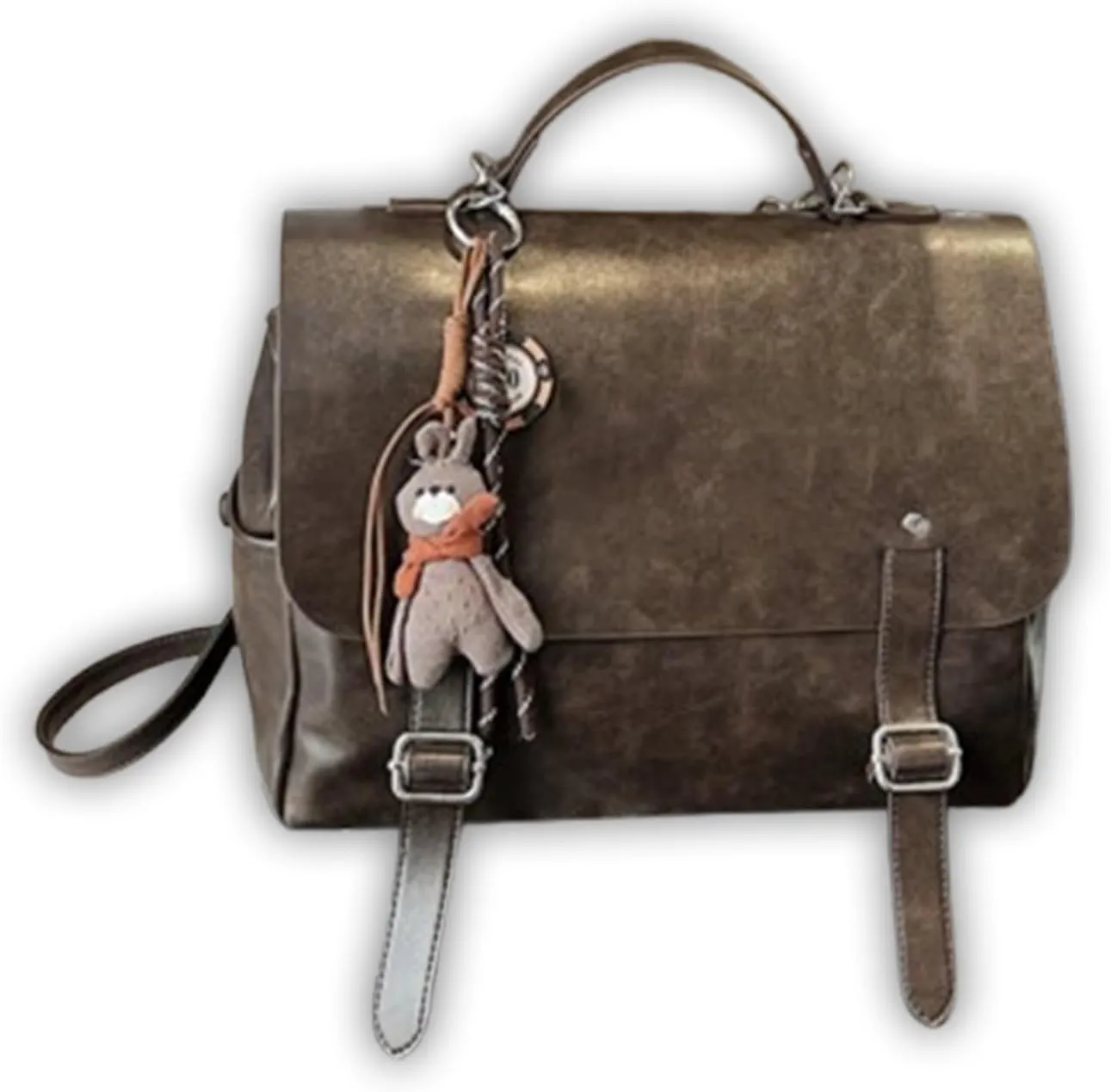 Ladies Faux Leather Handbag Fashion Double Shoulder Tote Bag Crossbody Bag Vintage Carrying Bag Commuter Backpacks,Curry