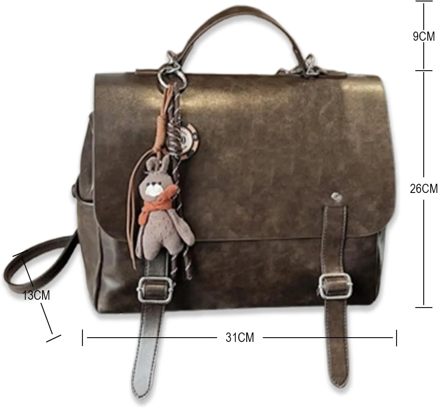 Ladies Faux Leather Handbag Fashion Double Shoulder Tote Bag Crossbody Bag Vintage Carrying Bag Commuter Backpacks,Curry