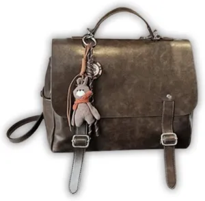 Ladies Faux Leather Handbag Fashion Double Shoulder Tote Bag Crossbody Bag Vintage Carrying Bag Commuter Backpacks,Curry