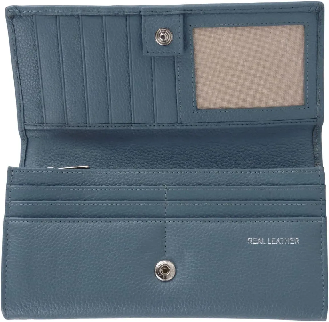 Ladies Long Flap Over Pebble Purse/Wallet, Iceberg, Casual