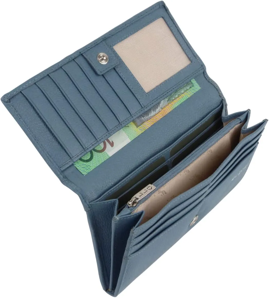 Ladies Long Flap Over Pebble Purse/Wallet, Iceberg, Casual