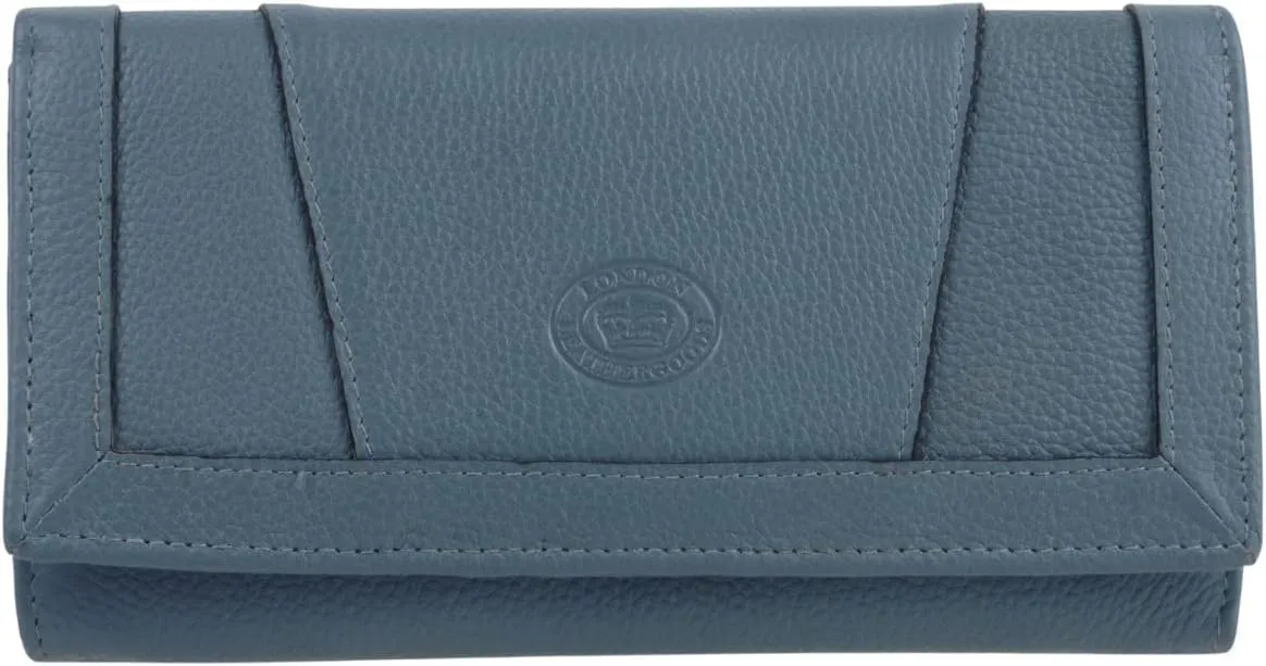 Ladies Long Flap Over Pebble Purse/Wallet, Iceberg, Casual