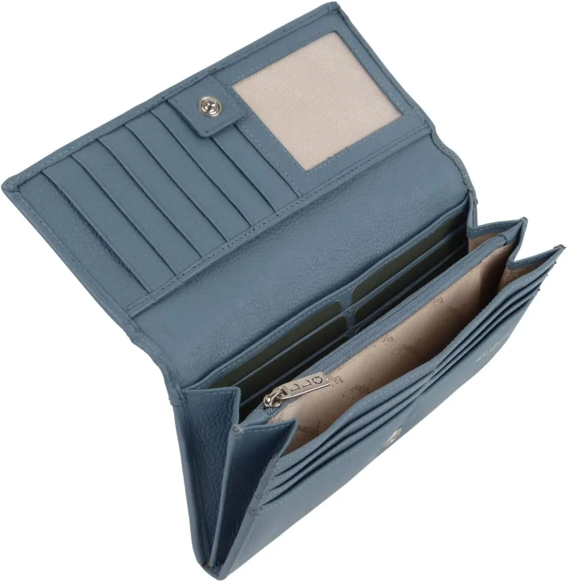 Ladies Long Flap Over Pebble Purse/Wallet, Iceberg, Casual
