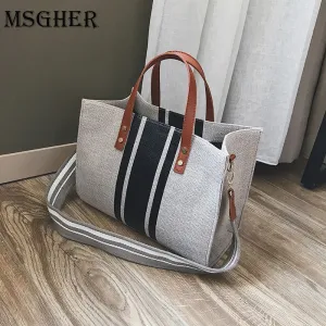 Ladies Superior-grade Trunk Casual Bags Canvas MSGHER Famous Shoulder Brands Tote Female Messenger Large Bag Bag Bag Specially designed Handbag Women