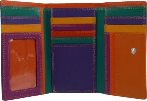 Ladies Tri-Fold Flap Over Tab Leather PURSE WALLET by Graffiti Gift Box, Seville, Casual