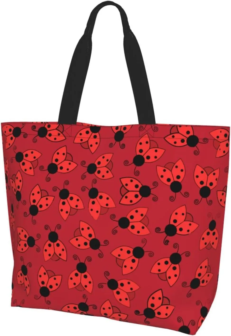 Ladybug Canvas Tote Bag Chicago Shoulder Bag Handbag Ladybird Casual Cute Grocery Bags Women Bag for Outdoor