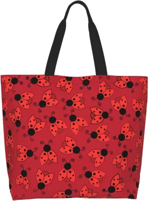 Ladybug Canvas Tote Bag Chicago Shoulder Bag Handbag Ladybird Casual Cute Grocery Bags Women Bag for Outdoor