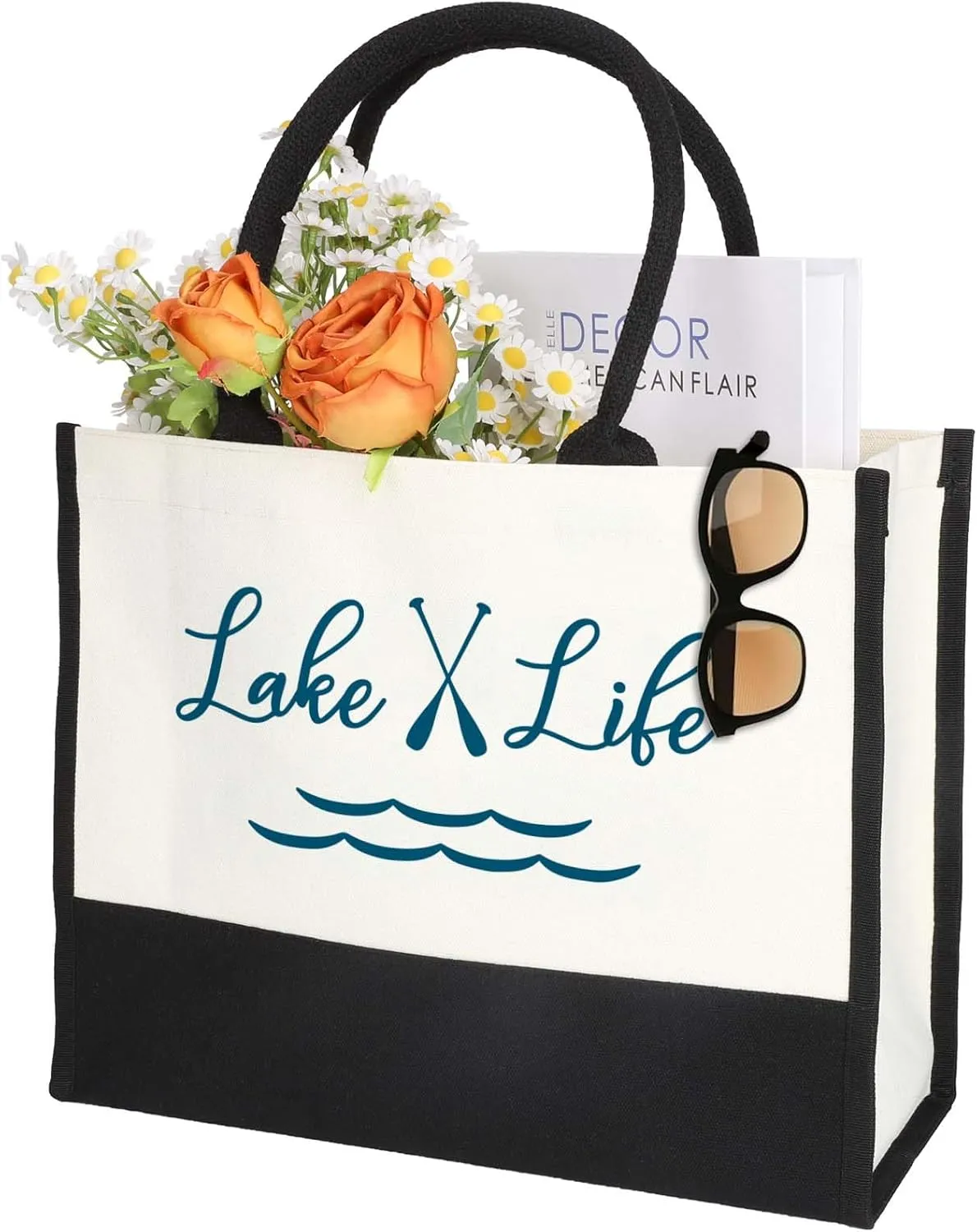 Lake Life Tote Bag for Women,Lake House Gifts,Lake Day Essentials, Going to A Lake House, Boating, and Cruises, Lake Lovers,Reusable Waterproof CanvasTote Bag