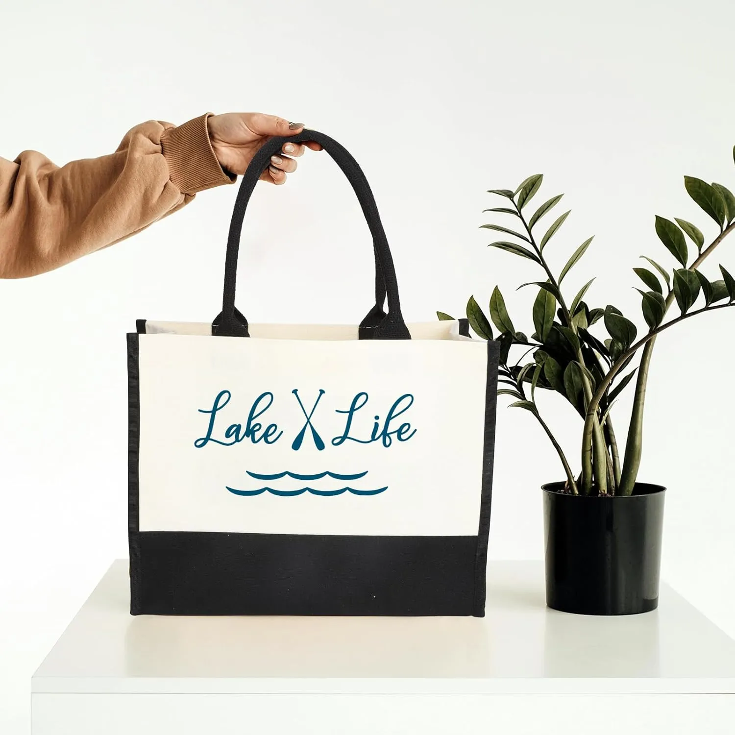 Lake Life Tote Bag for Women,Lake House Gifts,Lake Day Essentials, Going to A Lake House, Boating, and Cruises, Lake Lovers,Reusable Waterproof CanvasTote Bag