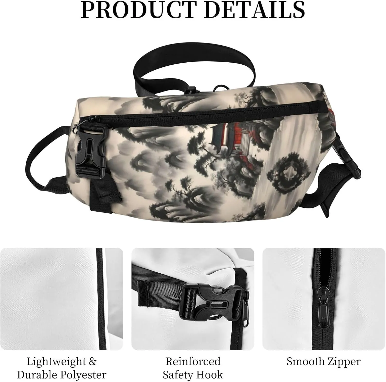 Landscape Painting Print Crossbody Backpack Casual Adjustable Bag Multifunctional Sling Backpack