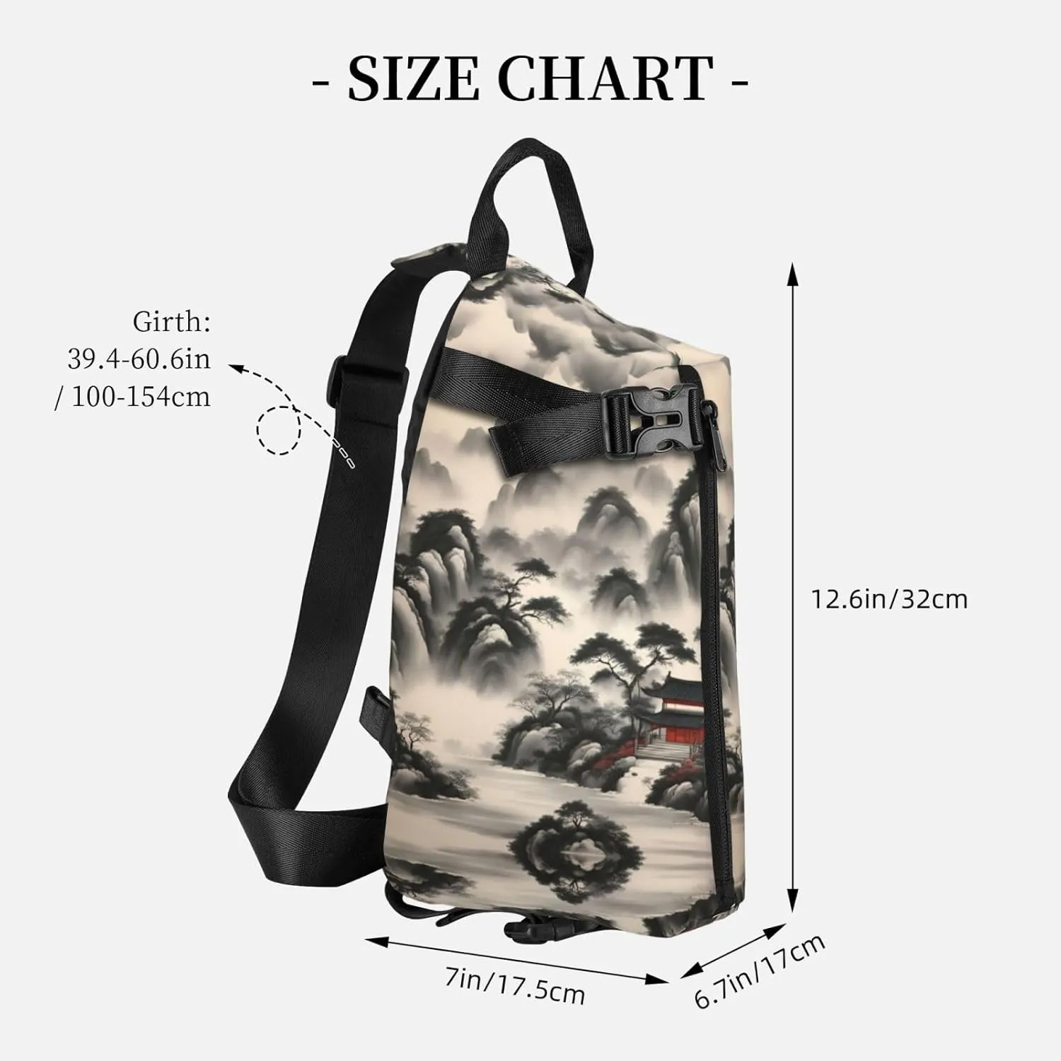 Landscape Painting Print Crossbody Backpack Casual Adjustable Bag Multifunctional Sling Backpack