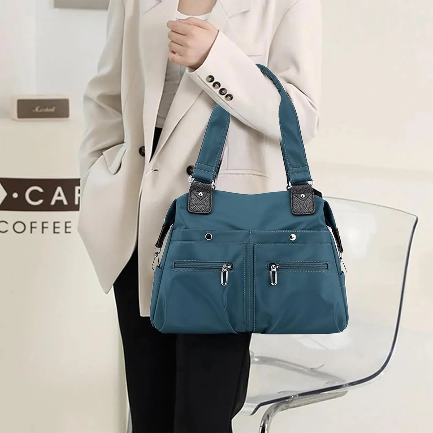 LangRents Large Capacity Waterproof Multi Pocket Shoulder Bag,Nylon Waterproof Tote Bag,Crossbody Travel Messenger Bag